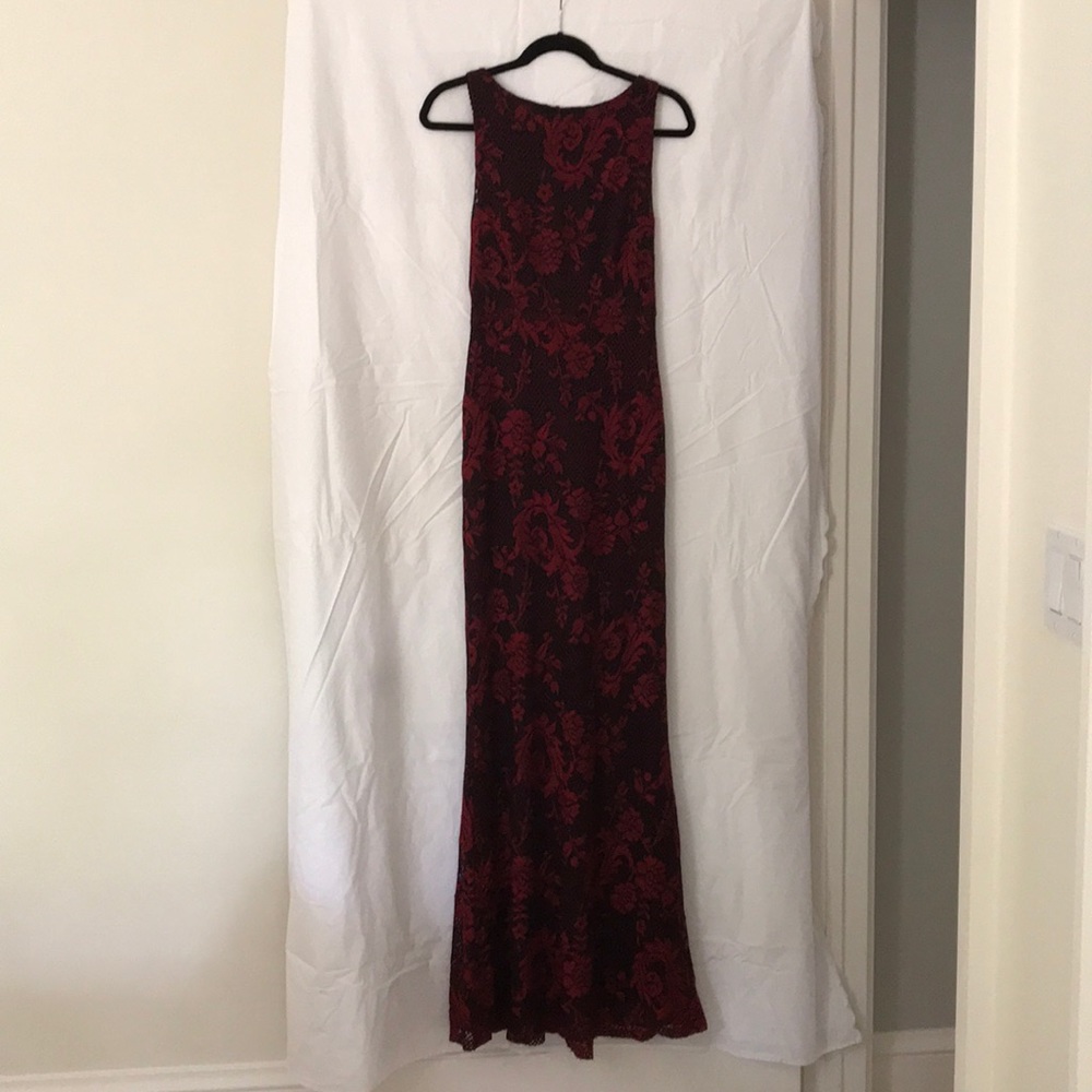 Alice and Olivia red & black mesh floral gown